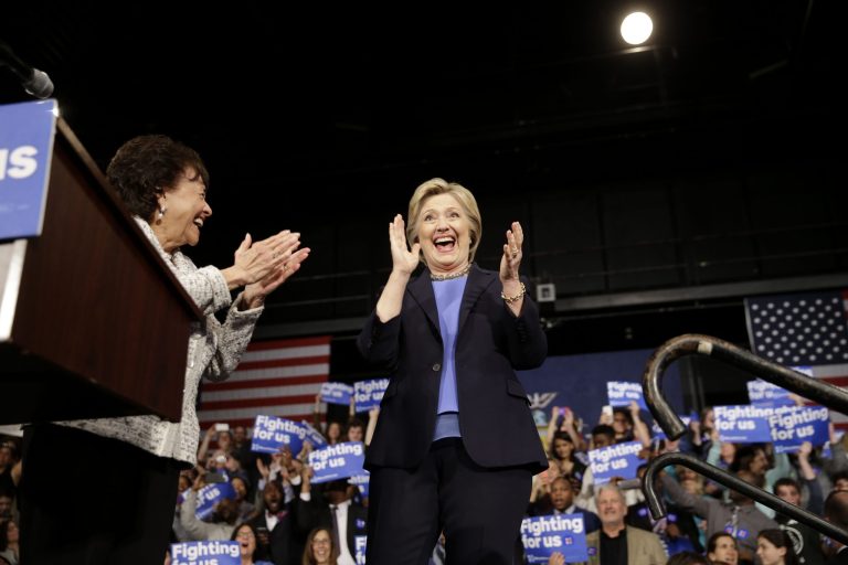 The exchange comes as Clinton attempts to gain the home-state advantage in the upcoming New York primary. (AP Photo/Seth Wenig)