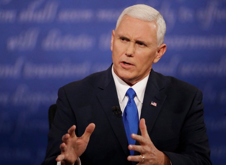 In the span of 90 minutes, Republican vice presidential nominee Mike Pence rose above and reminded us that prepared and composed beats rehearsed and erratic. (AP Photo/Patrick Semansky)