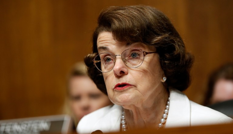 Sen. Dianne Feinstein, D-Calif., ranking member on the Senate Judiciary Committee, sent letters to the White House counsel, the president's personal lawyer, Twitter, Facebook, and the Trump campaign's data analytics firm seeking information related to Russian interference in the 2016 election. (AP Photo/Pablo Martinez Monsivais)