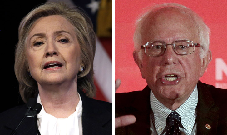In an editorial posted Tuesday night, the Washington Post praised Hillary Clinton for apparently resisting Bernie Sanders' popularity among a large swath of the Democratic base in the early stages of the primary. (AP photos)