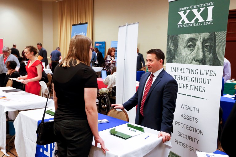 First-time applications for unemployment benefits jumped to 274,000 in the last week of April. (AP Photo/Keith Srakocic)