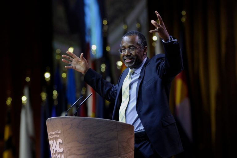 Dr. Ben Carson, professor emeritus at Johns Hopkins School of Medicine, speaks at the Conservative Political Action Conference annual meeting in National Harbor, Md., Saturday, March 8, 2014. (AP Photo/Susan Walsh)