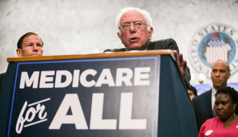 Senator Bernie Sanders, I-Vt., announced his Medicare for All bill on the same day that four Republican senators released their last shot at dismantling Obamacare. (Graeme Jennings/Washington Examiner)