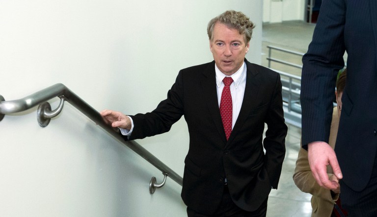 Sen. Rand Paul, R-Ky., launched a filibuster against a spending bill negotiated by his own party's leader on Thursday. (AP Photo/Jose Luis Magana)