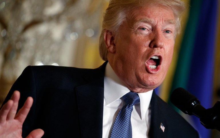 "Officials behind the now discredited 'Dossier' plead the Fifth. Justice Department and/or FBI should immediately release who paid for it," President Trump tweeted. (AP Photo/Evan Vucci)