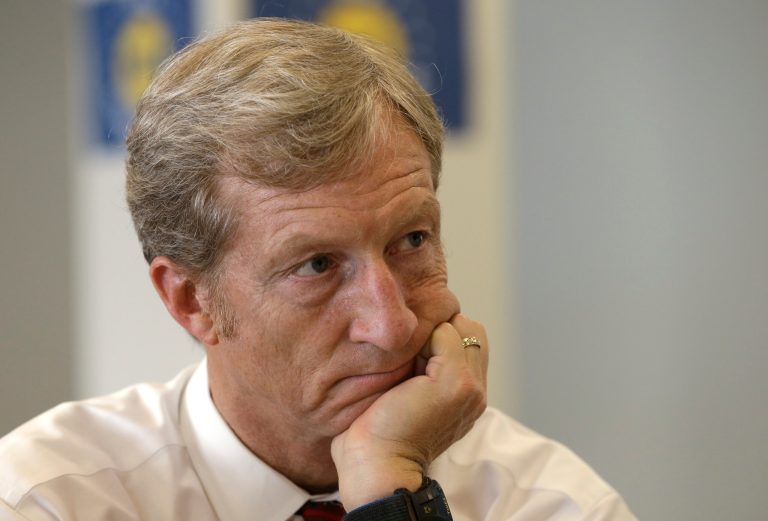 Businessman Tom Steyer listens during a meeting to announce the launch of a group called Virginians for Clean Government at Virginia Commonwealth University in Richmond, Va. (AP/Steve Helber)