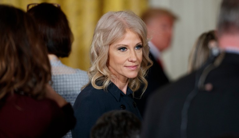 The U.S. Office of Special Counsel said White House counselor Kellyanne Conway violated the Hatch Act during two television interviews during which she discussed why voters should support Republican Roy Moore over Democrat Doug Jones in the Alabama special Senate election. (AP Photo/Evan Vucci)
