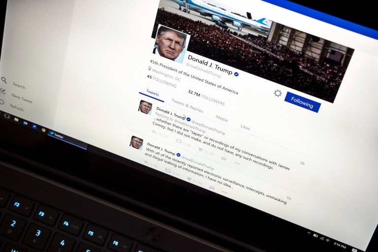 Being blocked by Trump does not overly preclude one's ability to engage with Trump. (AP Photo/J. David Ake)