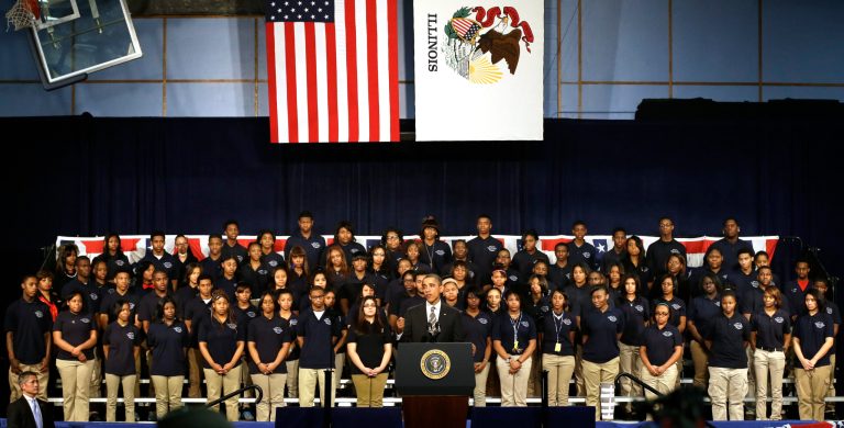 President Obama sent a very different message about guns to Congress in his State of the Union address than he did to students at Chicago's Hyde Park Academy less than a week later. (Photo: M. Spencer Green/AP)