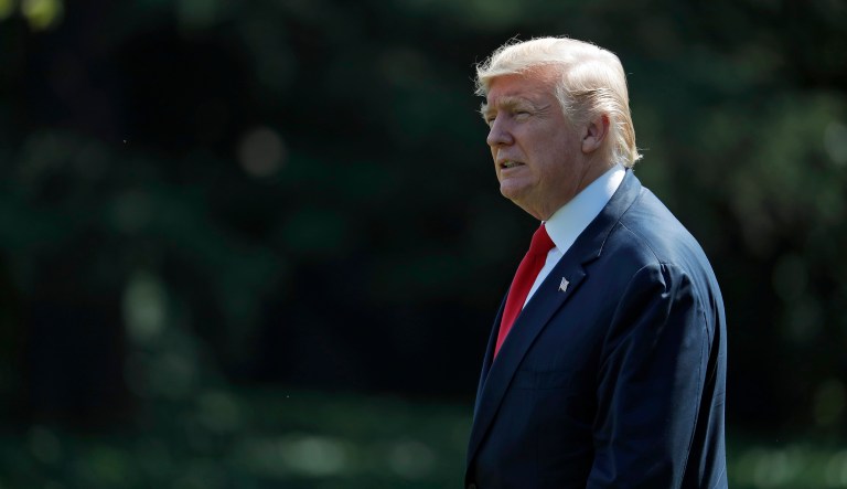 President Trump stressed Monday that his weeks-long stay in Bedminster, N.J., is a working trip, not a vacation. (AP Photo/Alex Brandon)