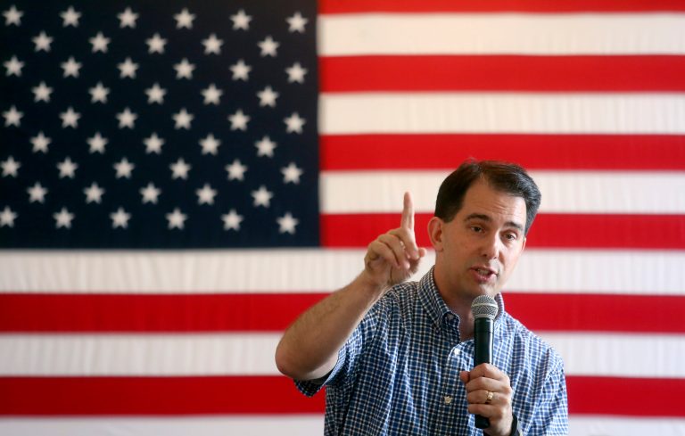 A proposal announced Monday by Republican presidential candidate Wisconsin Gov. Scott WalkerÂ would be a massive blow to the strength of organized labor. (Nicki Kohl/Telegraph Herald via AP)