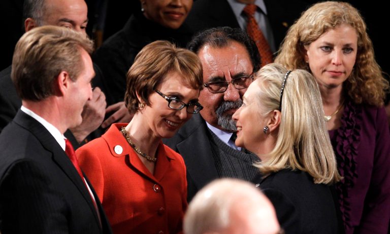 Former Democratic congresswoman Gabby Giffords, along with her husband, retired astronaut Mark Kelly, will endorse Hillary Clinton later this week. (AP file photo/Pablo Martinez Monsivais)