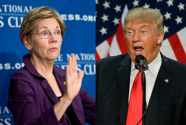 Donald Trump took aim at Sen. Elizabeth Warren Friday after she called him a 