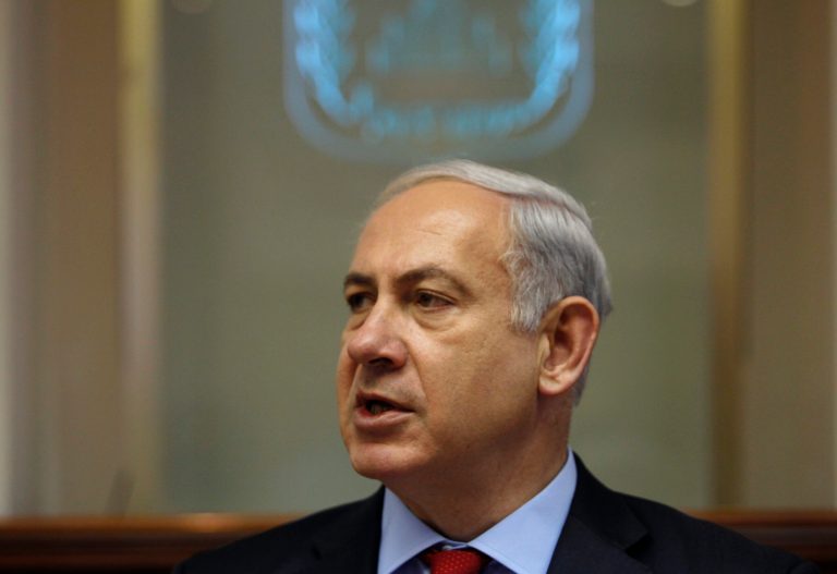   Israel's Prime Minister Benjamin Netanyahu attends the weekly cabinet meeting in Jerusalem, Sunday, June 10, 2012. Netanyahu on Sunday led a chorus of Israeli officials expressing outrage over the bloodshed in Syria, accusing Iran and Lebanese Hezbollah militants of complicity in the carnage there. (AP Photo/Baz Ratner, Pool)  