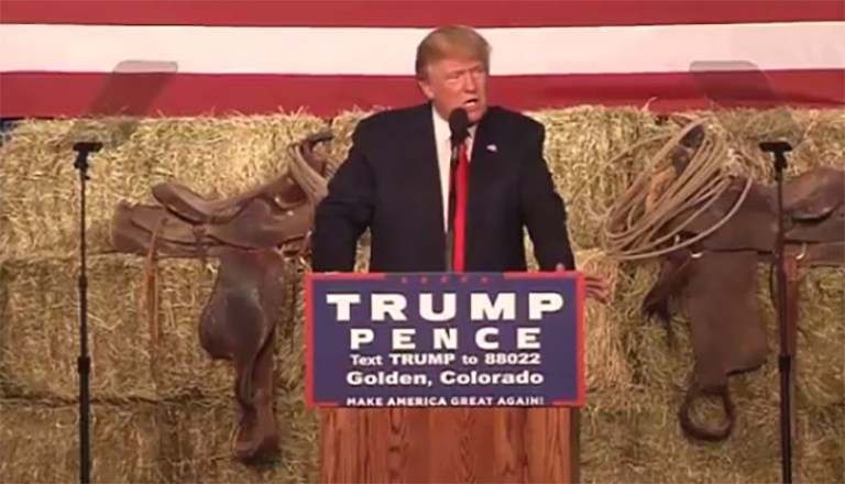 Donald Trump says the scandal over Hillary Clinton's emails is the biggest since Watergate in the 1970s. (Screen shot)