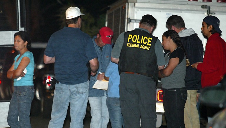 Arrests of illegal immigrants by U.S. Immigration and Customs Enforcement has jumped 38 percent in the 100 days since President Trump signed his controversial immigration enforcement executive orders, ICE said Wednesday. (AP Photo/Gene Blevins)