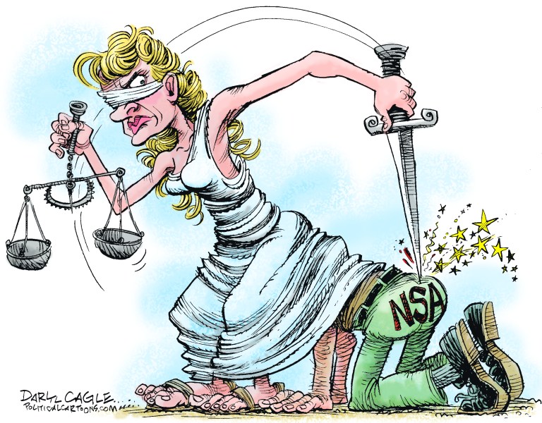 Editorial cartoon: Spying on liberty