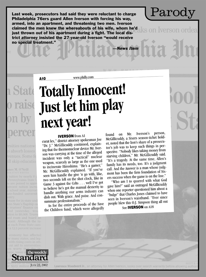 Basketball bad boy Allen Iverson makes the crime beat.