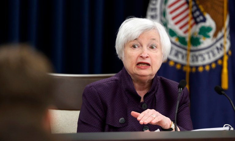 Chairwoman Janet Yellen and other Fed officials will have to judge whether markets are right to expect fiscal stimulus and faster economic output growth under Trump, a difficult call to make. (AP Photo/Alex Brandon)