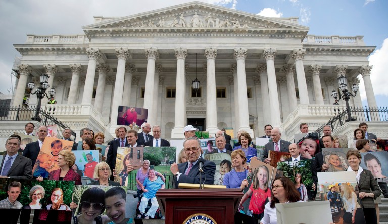 President Trump accused Senate Democrats on Tuesday of obstructing efforts to confirm his political appointees because it's all they can do as the minority party. (AP Photo/Andrew Harnik)