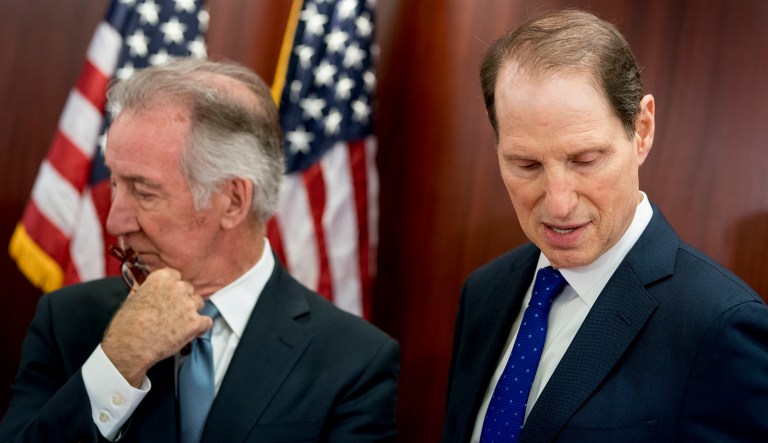 Sen. Ron Wyden, D-Ore., and Rep. Richard Neal, D-Mass., have been vocal opponents of the GOP tax bill in both chambers of Congress. The bill was passed Tuesday without a single Democrat voting in support of it. (AP Photo/Andrew Harnik)