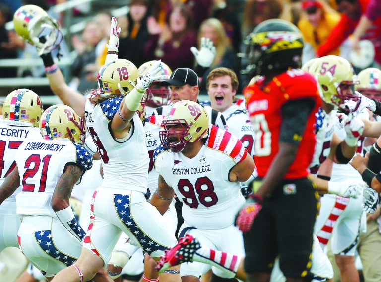 Michael Dwyer/AP
Boston College clinched its first ACC victory of the season with an interception late in the fourth quarter Saturday.