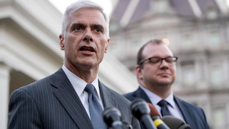 Club for Growth president David McIntosh defended President Trump's reported conversation with FBI director James Comey about the investigation into former national security adviser Mike Flynn. (AP Photo/Andrew Harnik)