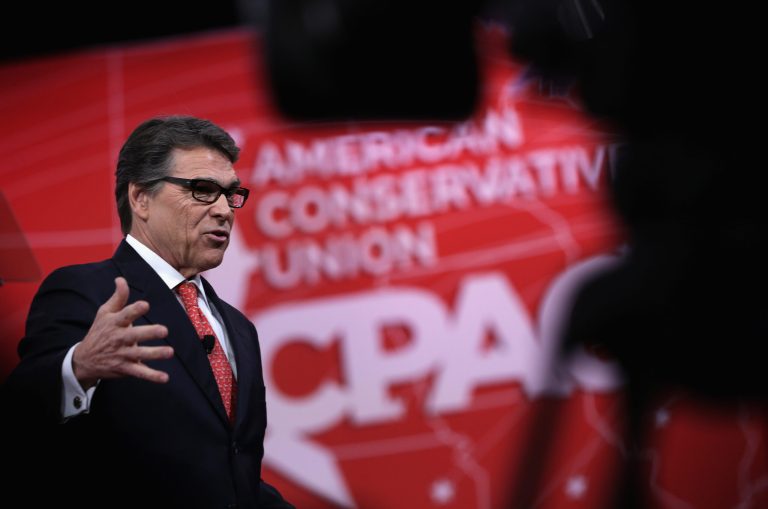 Former Texas Gov. Rick Perry addresses the 42nd annual Conservative Political Action Conference on February 27, 2015 in National Harbor, Md. Conservative activists attended the annual political conference to discuss their agenda. (Photo by Alex Wong/Getty Images)