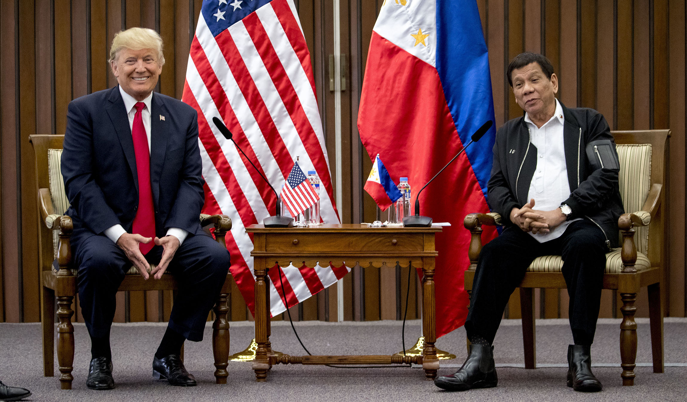 Trump chuckles when Philippines’ Rodrigo Duterte calls media ‘spies’ after question on human rights