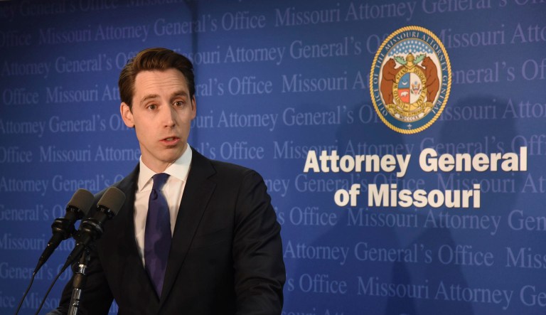 Missouri Attorney General Josh Hawley hosts a press conference on April 17, 2018.