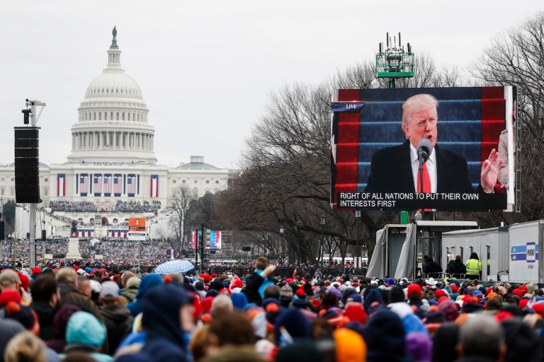 President Trump mentioned little or nothing about healthcare, immigration, regulations and debt during his inaugural address. (AP Photo/John Minchillo)