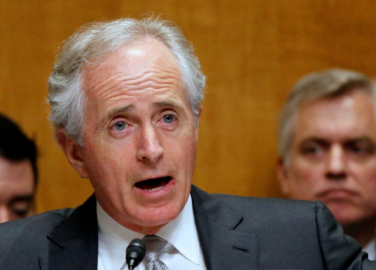 Sen. Bob Corker, R-Tenn., above, pushed back at the idea that he and Sen. John Hoeven, R-N.D., authored a massive immigration proposal, saying that the amendment is only 119 pages long Ã¢â¬â and even that page length is misleading, he said. (AP Photo/Molly Riley)