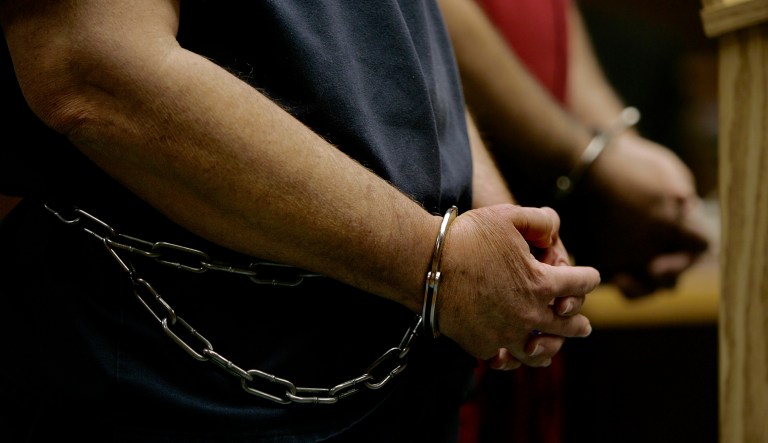 The 9th U.S. Circuit Court of Appeals had previously ruled that the practice violated a defendants' right that he or she be presumed innocent until proven guilty, and the use of shackles would be considered on a case-by-case basis. (AP Photo/Douglas C. Pizac)