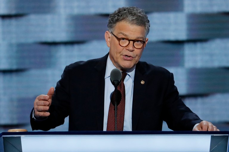 Sen. Al Franken, D-Minn., mocked Donald Trump's business career and called him a "right-wing megolomaniac." (AP Photo/J. Scott Applewhite)