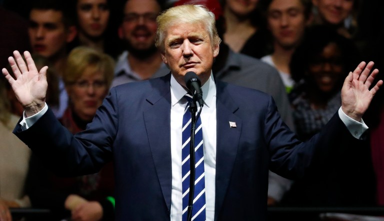 Trump remains a major target for members of the media who have supported efforts to take down rich and powerful movie producers, and have agreed that men in powerful media positions also need to go if they harass or assault women. (AP Photo/Paul Sancya)