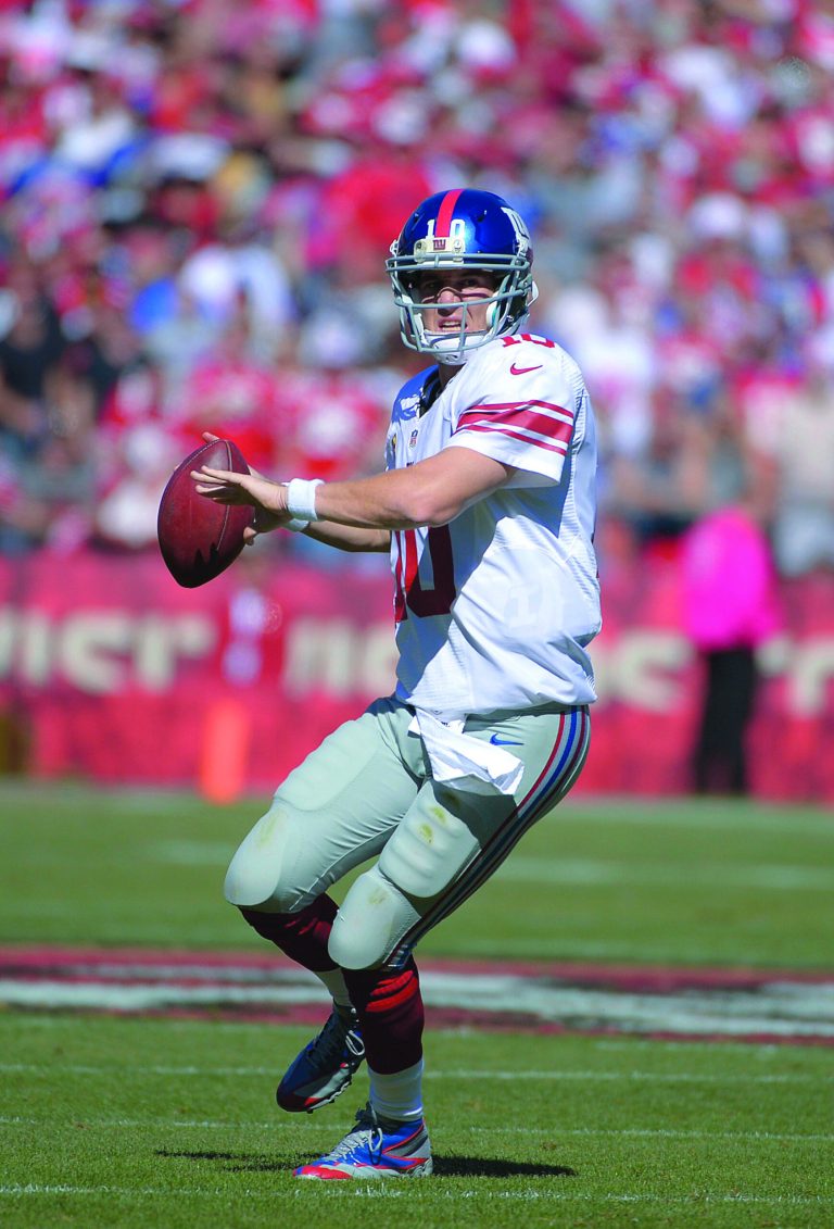 Mark J. Terrill/AP
New York Giants quarterback Eli Manning has thrown for 1,772 yards (third most in the NFL) and 11 touchdowns this season.
