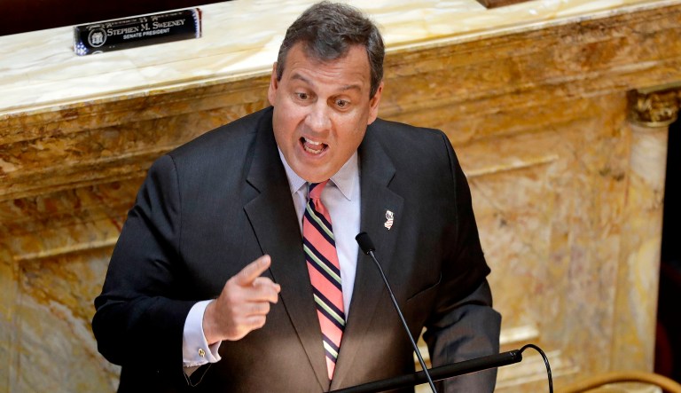 New Jersey Gov. Chris Christie addresses a joint session of the legislature at the statehouse, Saturday, July 1, 2017, in Trenton, N.J. (AP Photo/Julio Cortez)