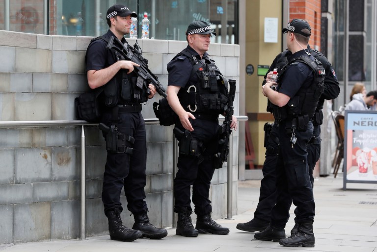 Greater Manchester Police said the suspect was detained in Wigan, a town to the west of Manchester. The force did not immediately provide details. (AP Photo/Kirsty Wigglesworth)