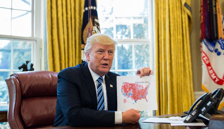 Democratic voters are clustered in central cities, sympathetic suburbs and university towns, giving the party an Electoral College advantage. Republican voters are spread more evenly elsewhere, giving their party an advantage in equal-population congressional and legislative districts. Donald Trump changed that in 2016, but just a bit. (Graeme Jennings/Washington Examiner)