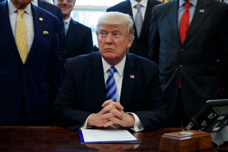 President Trump and Congressional Republicans were reeling Friday after their failure to reach consensus on healthcare reform. (AP Photo/Evan Vucci)