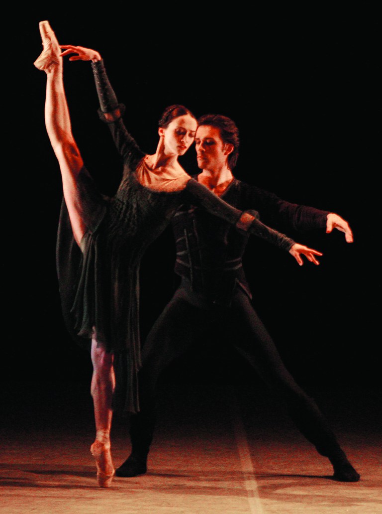 FILE - A Tuesday, May 22, 2007 file photo showing Russia's Svetlana Lunkina and Ruslan Skvortsov performing at a gala of the Prix Benois de la Danse competition at the Bolshoi Theater in Moscow. Lunkina, who is now in Canada, has sent a letter to the Bolshoi asking it to extend her leave because she fears to return to Russia after receiving threats. Lunkina's move follows an attack earlier this month on Bolshoi's artistic director Sergei Filin, who received heavy burns after an unknown assailant threw acid at his face. (AP Photo/Mikhail Metzel, File)