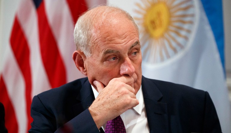 White House chief of staff John Kelly was pulled into the spotlight after President Trump said during an interview with Fox News Radio anyone with questions about whether former President Barack Obama placed phone calls to families of fallen troops should ask Kelly. (AP Photo/Evan Vucci)