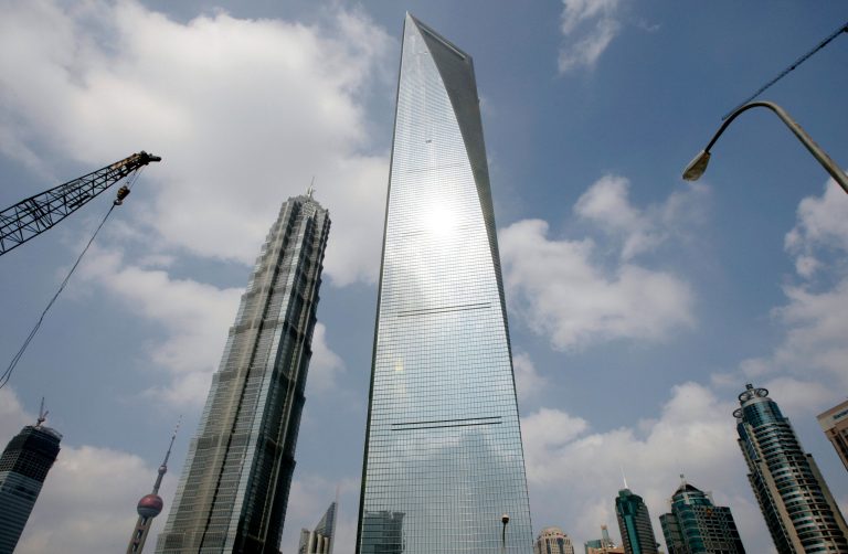 Buildings are seen on the Shanghai skyline in October 2008.