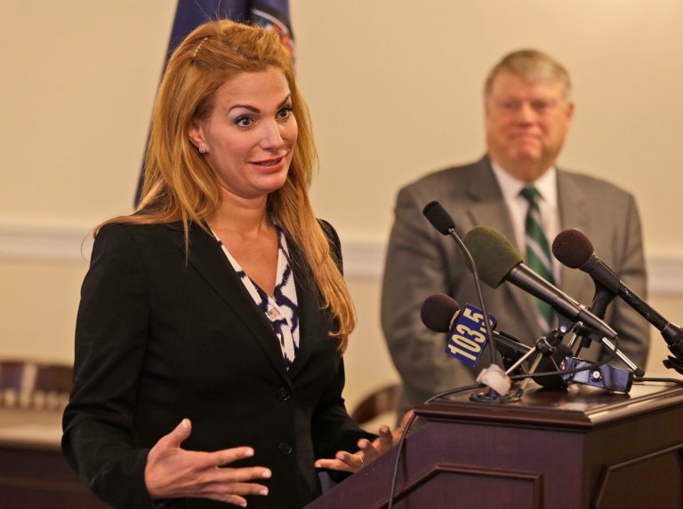 Fauquier county farmer Martha Boneta speaks during a press conference at the state capitol Tuesday, Jan. 8, 2013 in Richmond, Va. (AP Photo/Steve Helber)