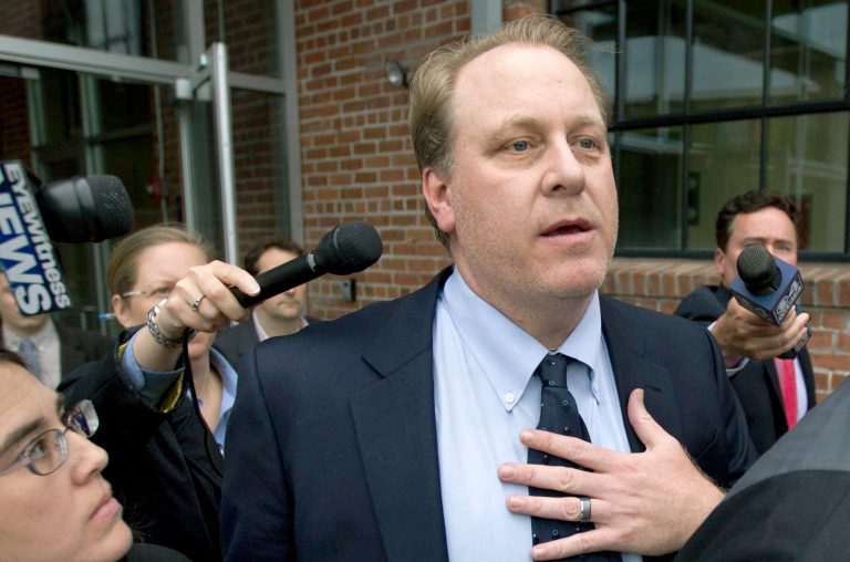 ESPN announced Wednesday evening the firing of analyst and retired baseball player Curt Schilling. (AP Photo/Steven Senne, File)