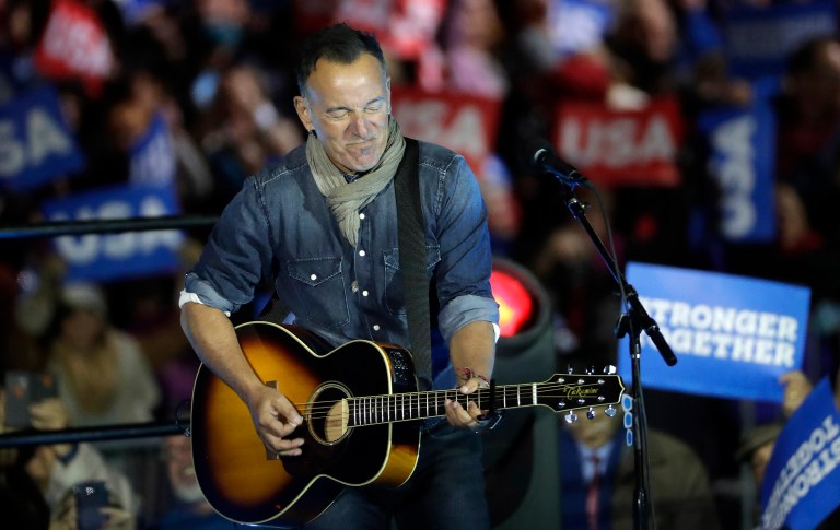 This was Bruce Springsteen's first time campaigning for Clinton after actively campaigning for President Obama twice and then-Sen. John Kerry back in 2004. (AP Photo/Matt Slocum)