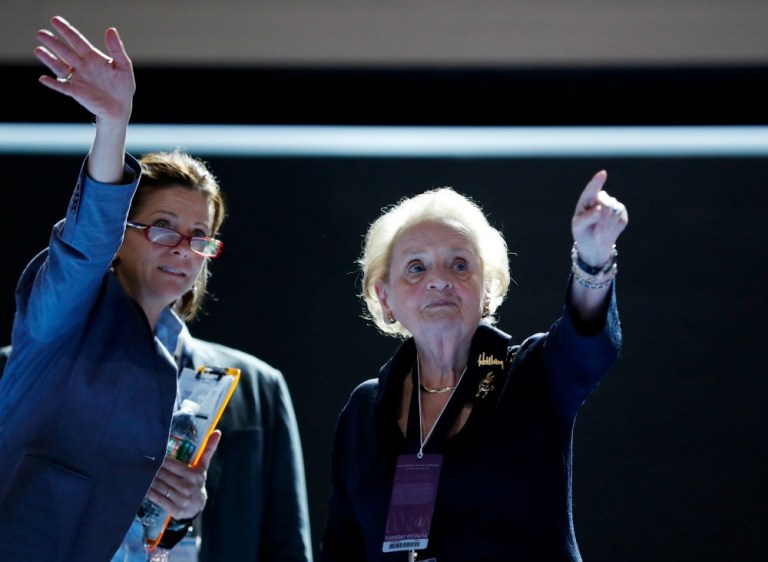 Madeleine Albright echoed the sentiments of many other Democrat speakers at the convention, insisting Hillary Clinton is the —œmost qualified—&pound; person in history to run for president. (AP Photo)