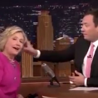 Unscripted! Hillary Lets Jimmy Fallon Yank Her Hair