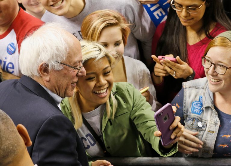 Younger voters showed up for Sen. Bernie Sanders in his Democratic primary bid. Pew says they will soon dominate the elections, pushing Baby Boomers aside. (AP Photo/Steve Helber)