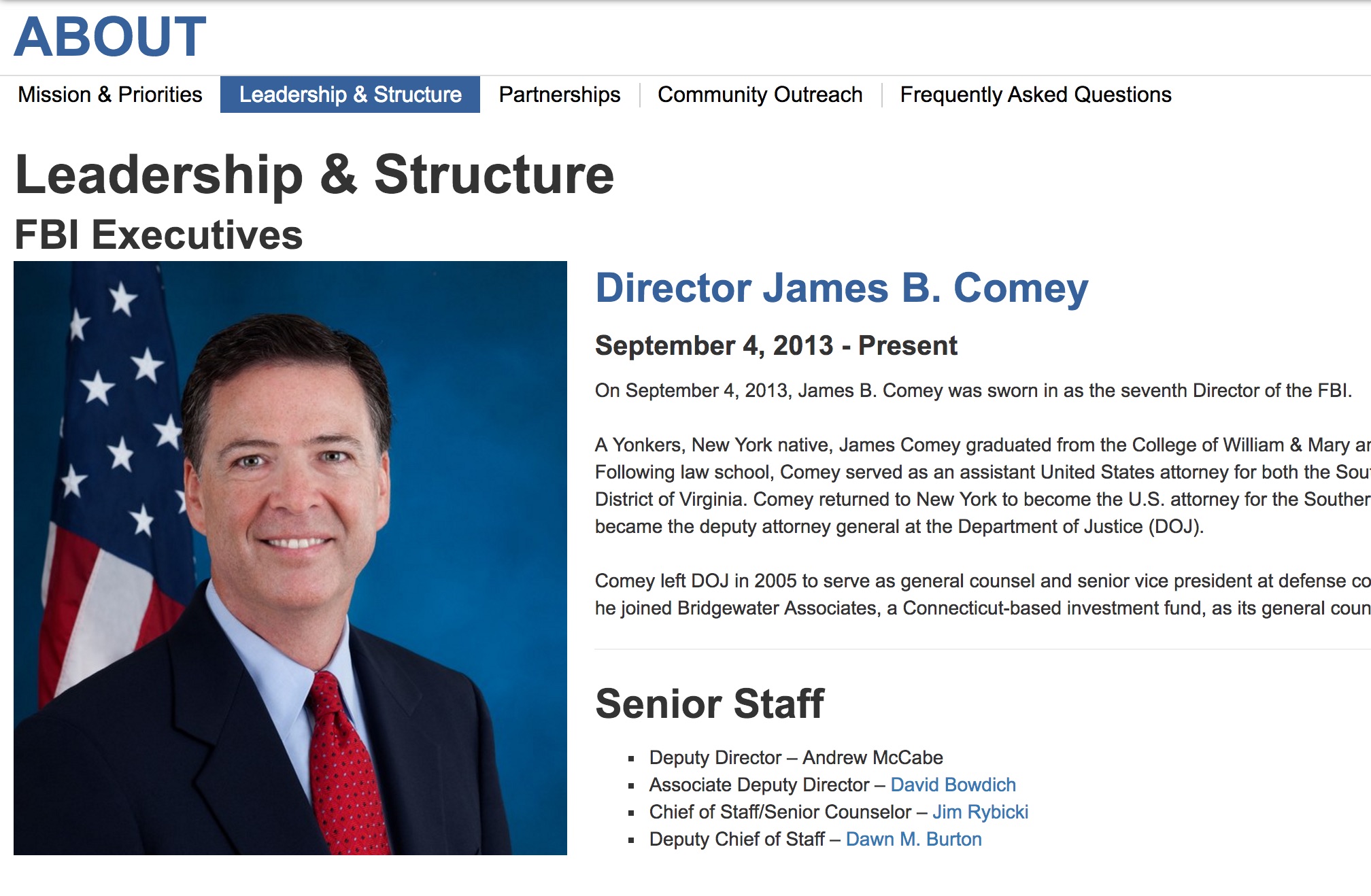 FBI website removes Comey as director, one day after firing
